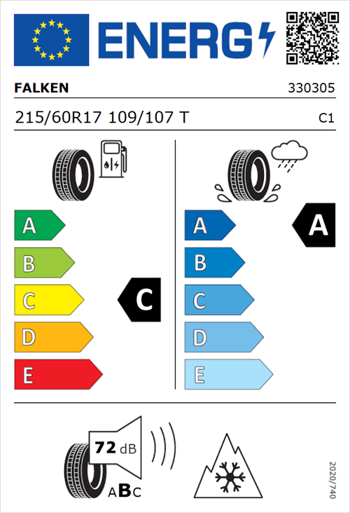 Tyre Label for Falken Eurowinter VAN01 215/60R17 109/107T